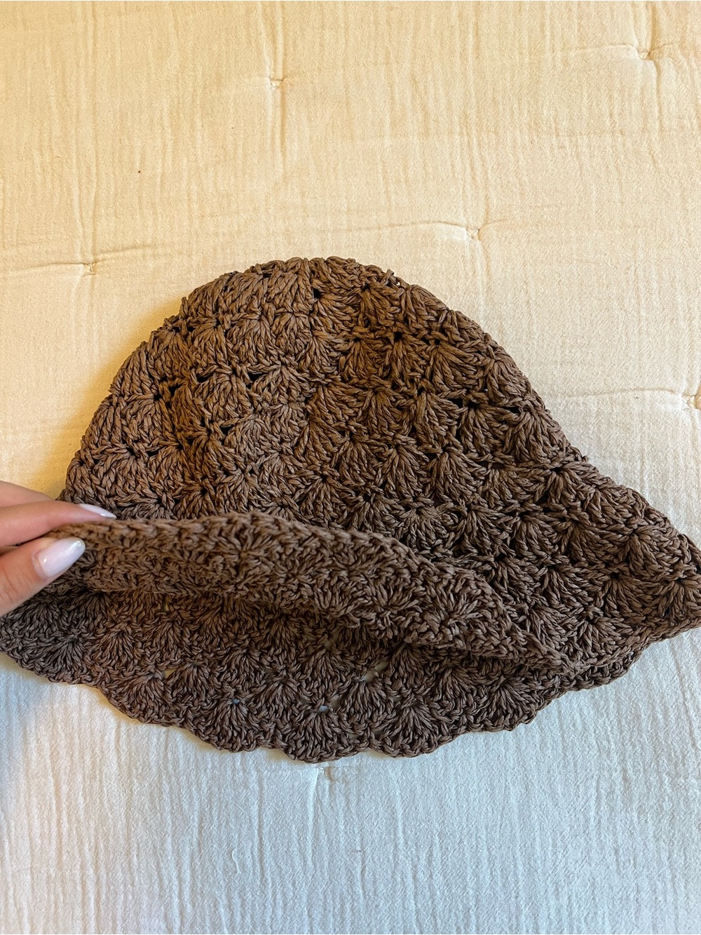 Brown Straw Bucket Hat